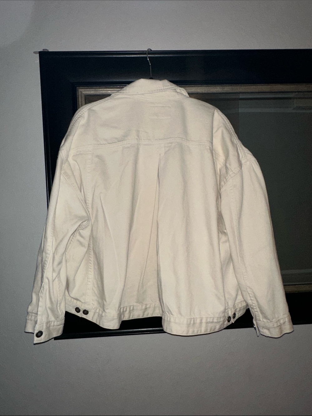We The Free Opal Swing Denim Cream Button-Front Oversized Jacket | Size Medium - Picture 3 of 3